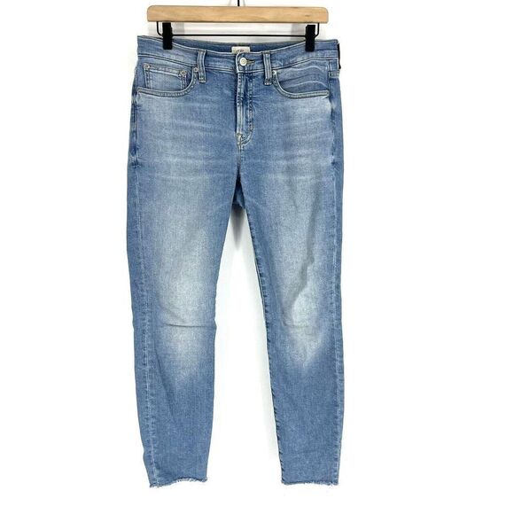 J Crew Jeans Size 28 Womens Blue 9" High Rise Toothpick Raw Hem Hamden Wash - Picture 1 of 12